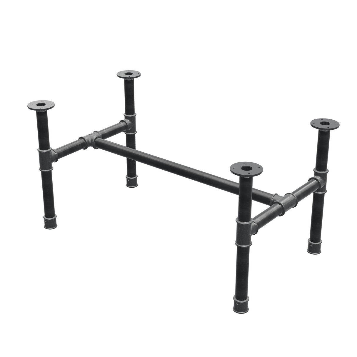 Stel til sofabord, H-form, støbejern og stål Ø 42 mm, 106 × 61 cm, højde 54 cm