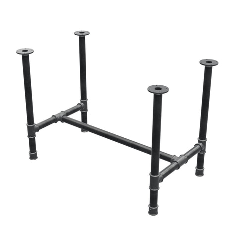 Stel til spisebord, H-form, støbejern og stål Ø 42 mm, 106 × 61 cm, højde 74 cm