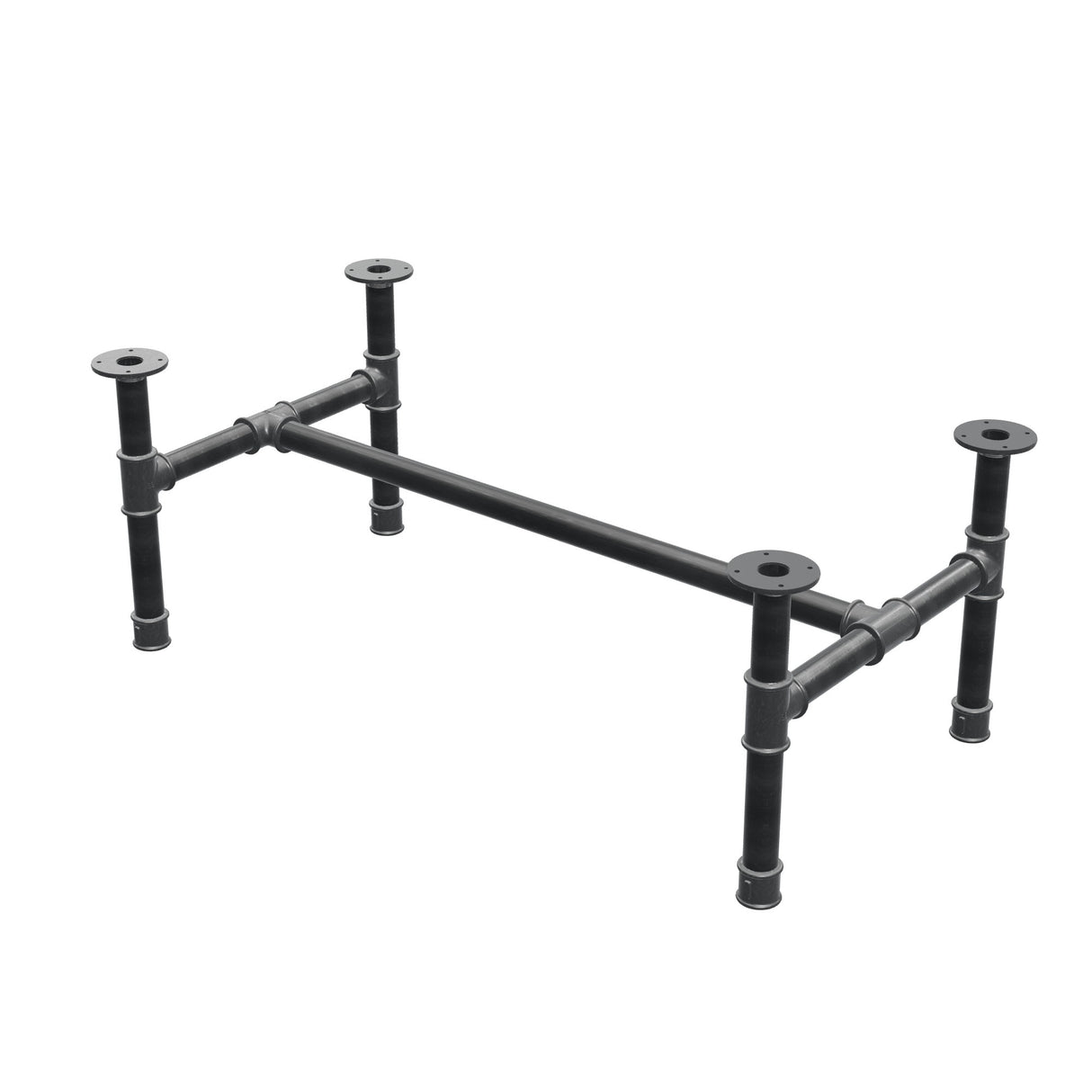 Stel til sofabord, H-form, støbejern og stål Ø 42 mm, 116 × 61 cm, højde 44 cm
