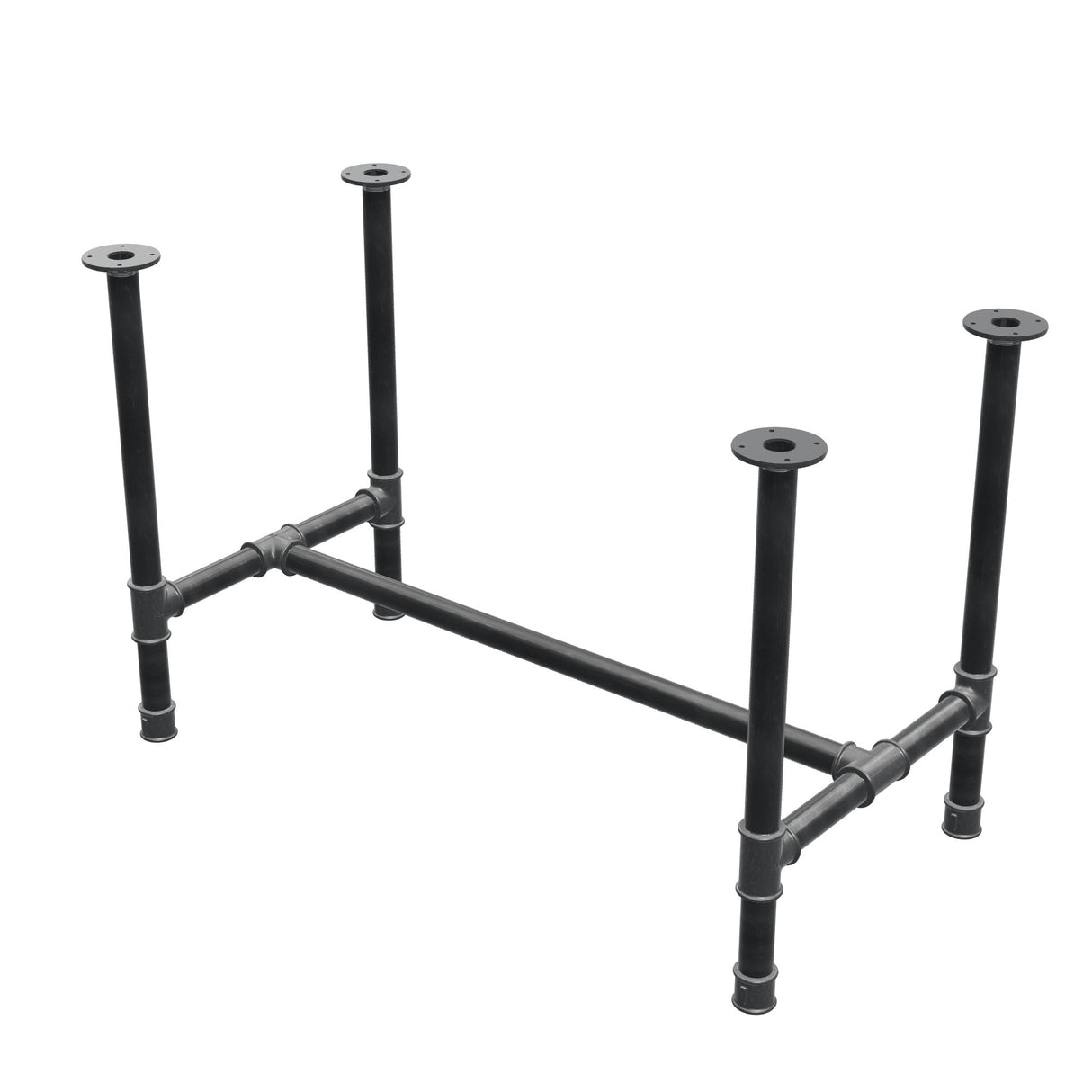 Stel til spisebord, H-form, støbejern og stål Ø 42 mm, 116 × 61 cm, højde 74 cm
