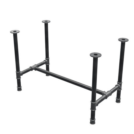 Stel til spisebord, H-form, støbejern og stål Ø 42 mm, 116 × 61 cm, højde 74 cm