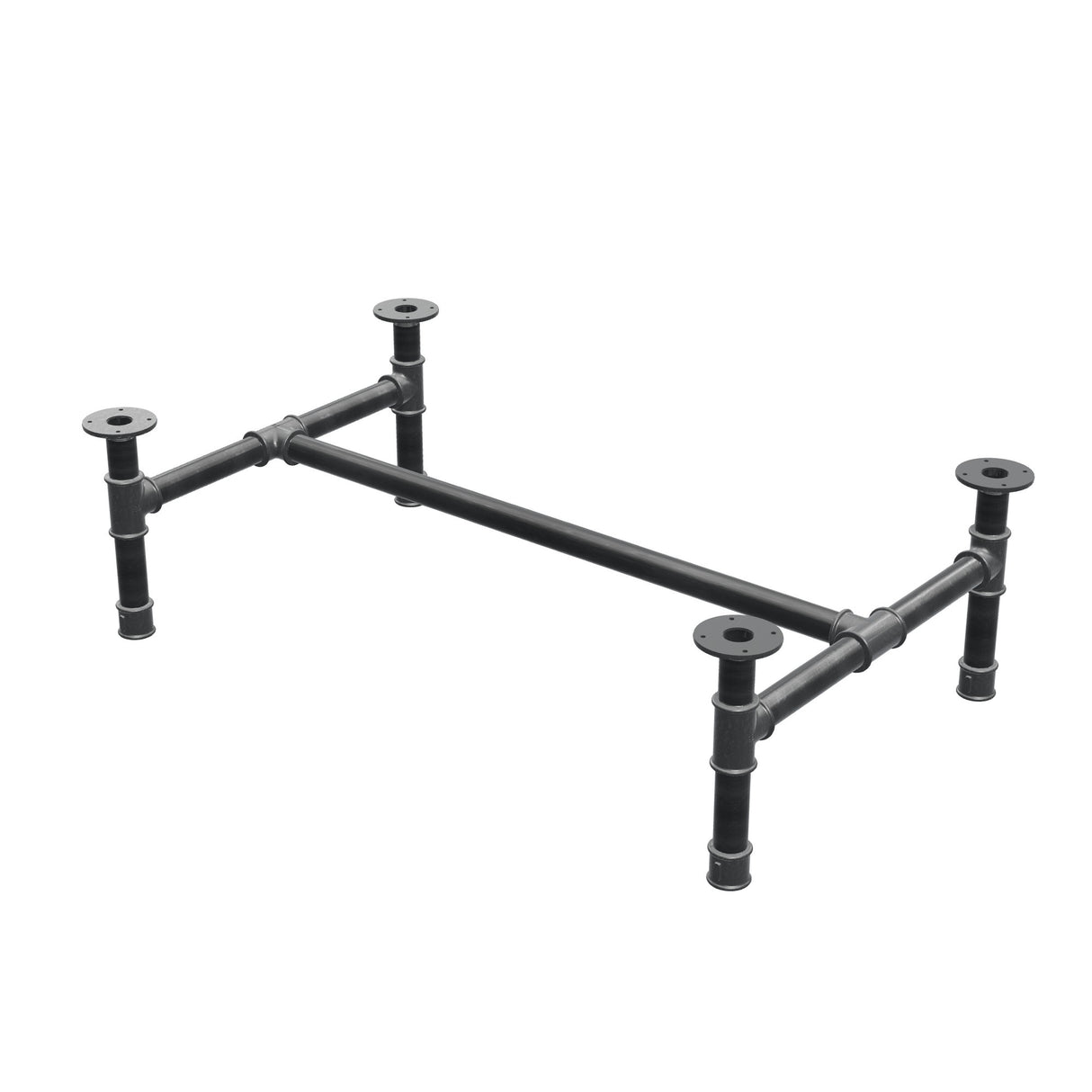 Stel til sofabord, H-form, støbejern og stål Ø 42 mm, 116 × 71 cm, højde 34 cm