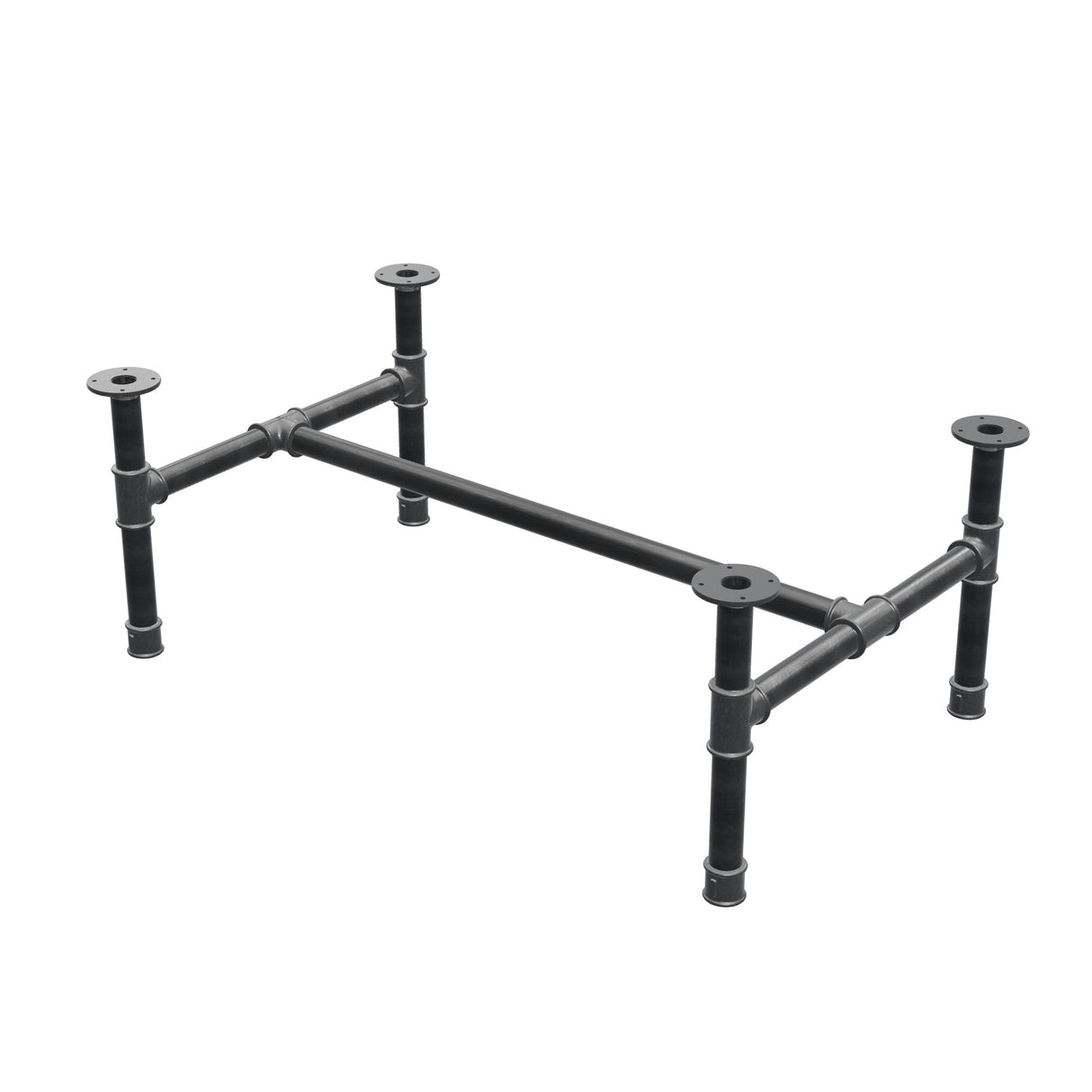 Stel til sofabord, H-form, støbejern og stål Ø 42 mm, 116 × 71 cm, højde 44 cm