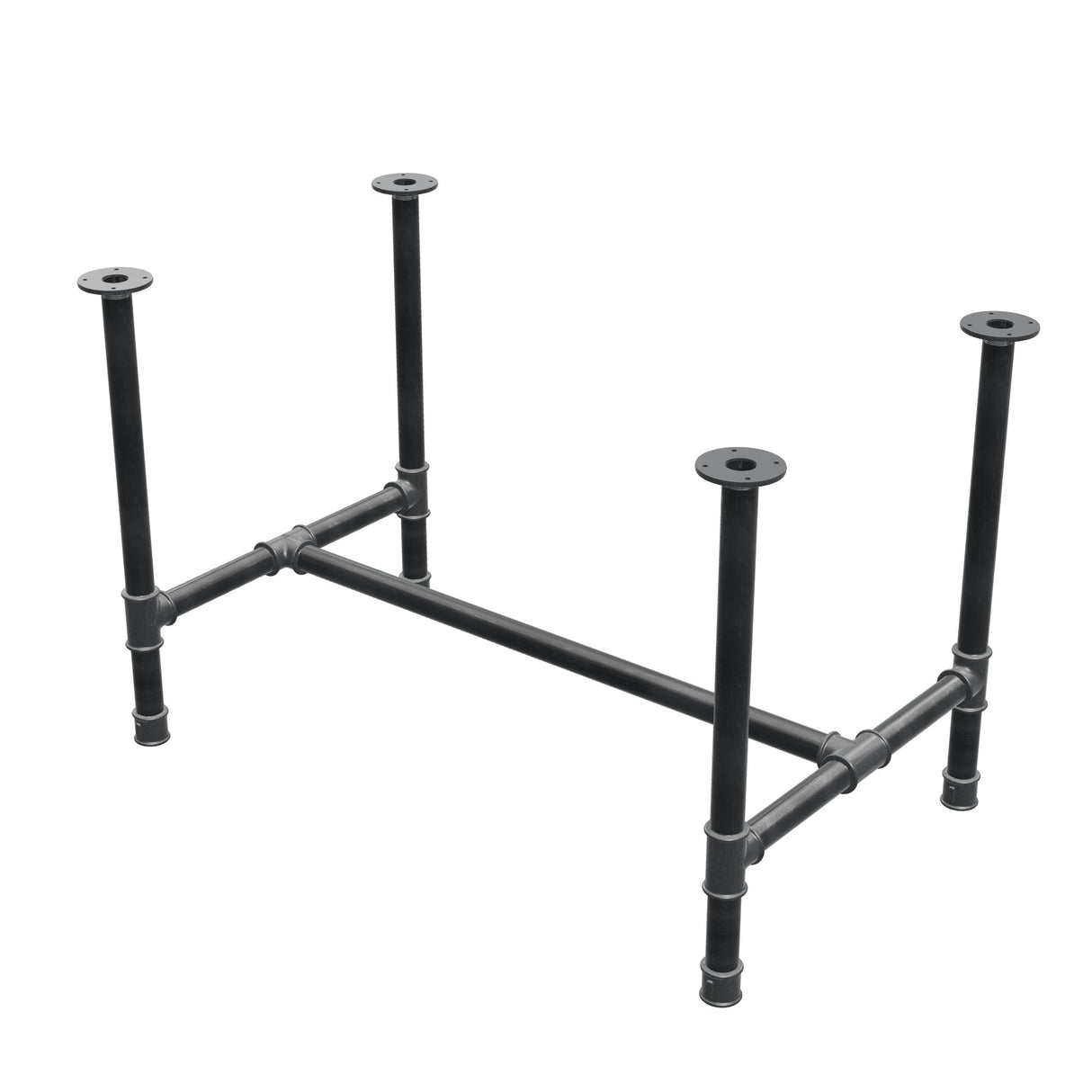 Stel til spisebord, H-form, støbejern og stål Ø 42 mm, 116 × 71 cm, højde 74 cm