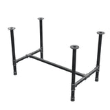 Stel til spisebord, H-form, støbejern og stål Ø 42 mm, 116 × 71 cm, højde 74 cm