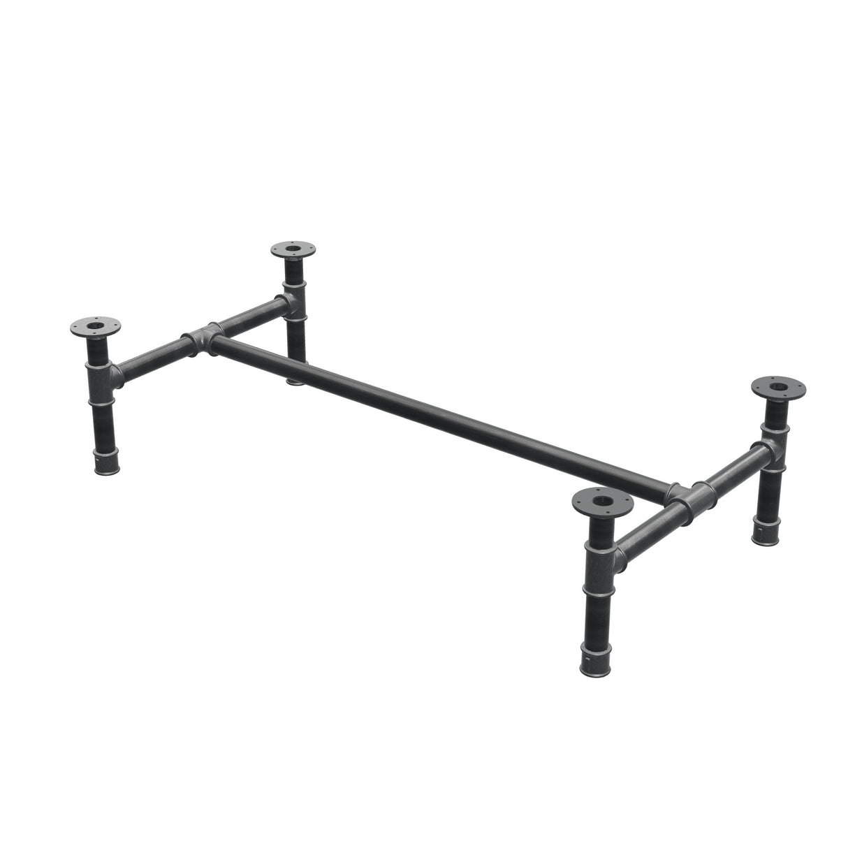 Stel til sofabord, H-form, støbejern og stål Ø 42 mm, 136 × 71 cm, højde 34 cm