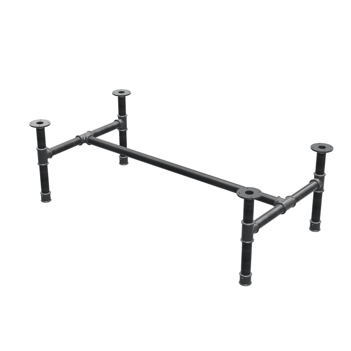 Stel til sofabord, H-form, støbejern og stål Ø 42 mm, 136 × 71 cm, højde 44 cm