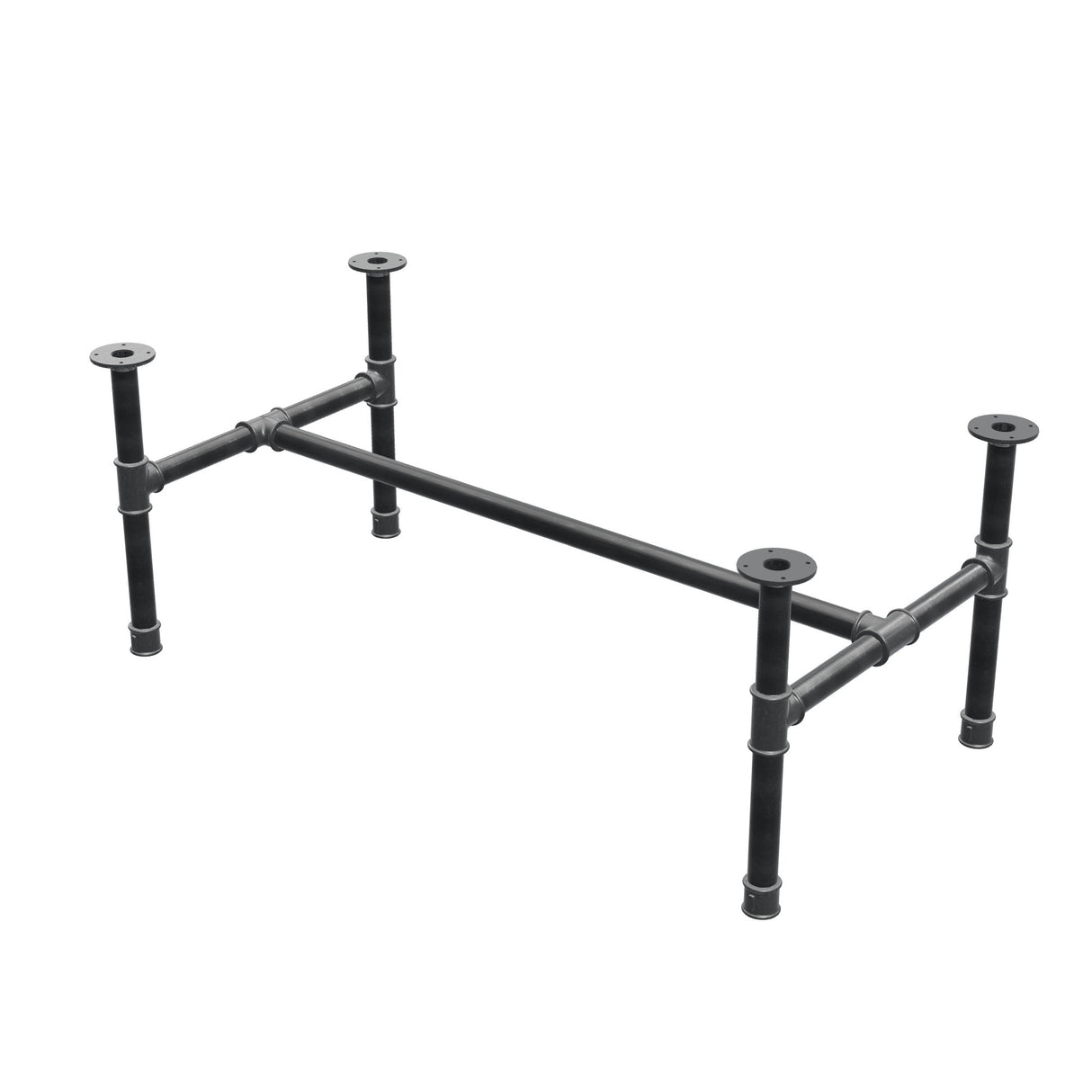 Stel til sofabord, H-form, støbejern og stål Ø 42 mm, 136 × 71 cm, højde 54 cm