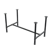 Stel til spisebord, H-form, støbejern og stål Ø 42 mm, 136 × 71 cm, højde 74 cm
