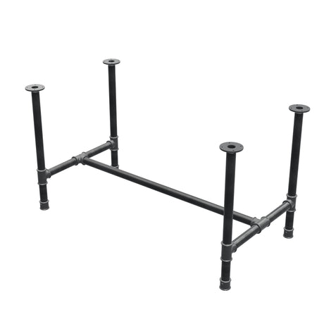 Stel til spisebord, H-form, støbejern og stål Ø 42 mm, 136 × 71 cm, højde 74 cm