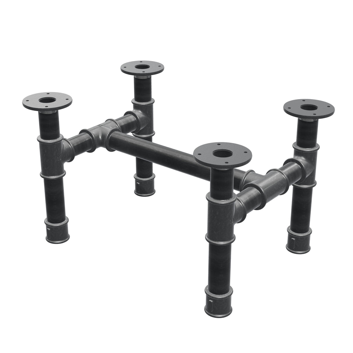 Stel til sofabord, H-form, støbejern og stål Ø 42 mm, 56 × 41 cm, højde 34 cm