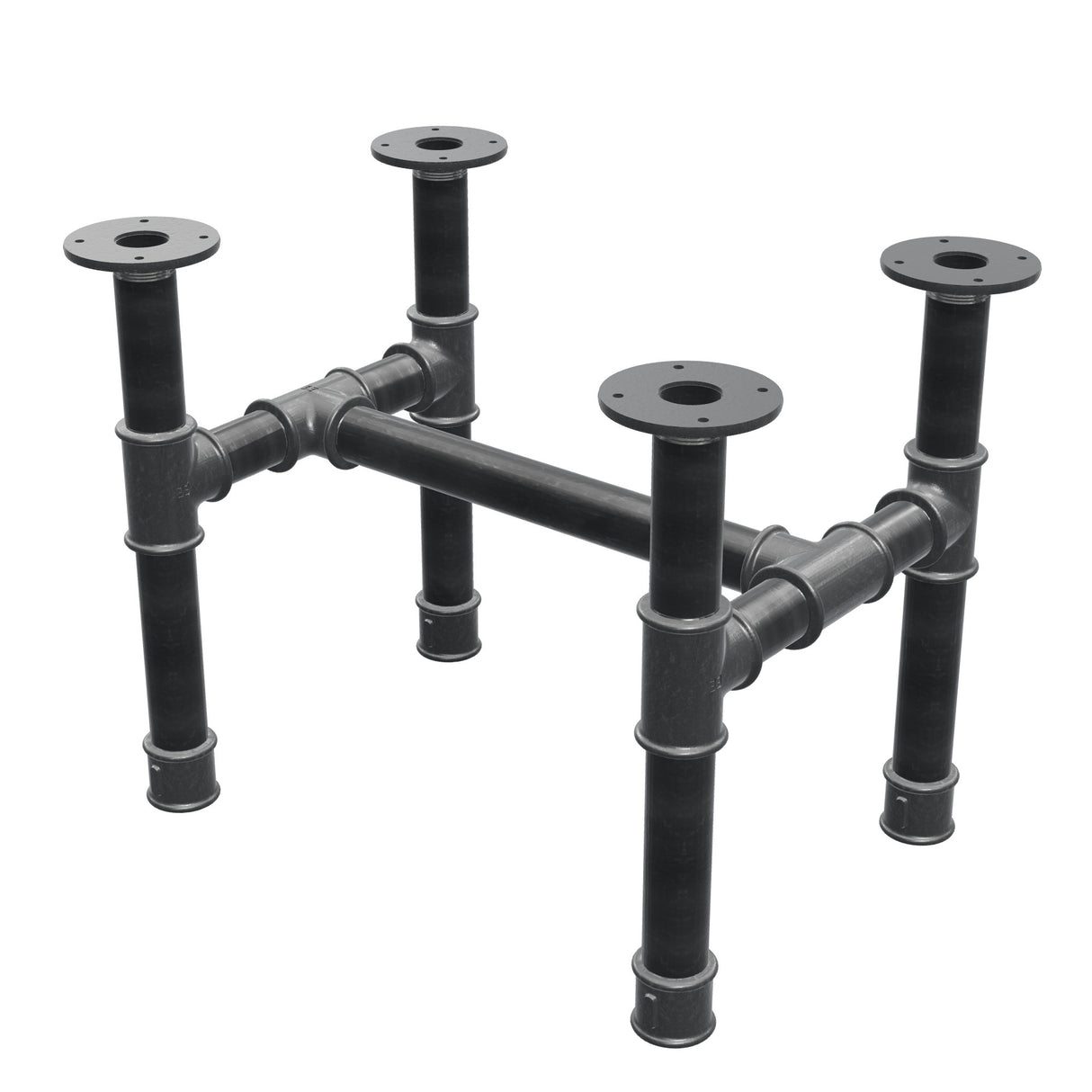 Stel til sofabord, H-form, støbejern og stål Ø 42 mm, 56 × 41 cm, højde 44 cm