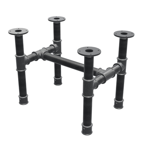 Stel til sofabord, H-form, støbejern og stål Ø 42 mm, 56 × 41 cm, højde 44 cm