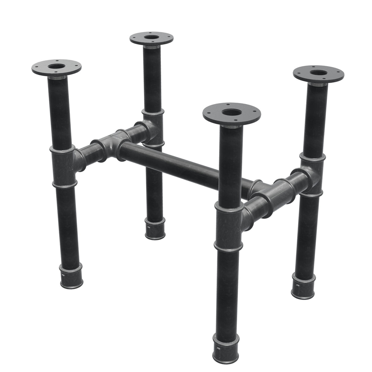 Stel til sofabord, H-form, støbejern og stål Ø 42 mm, 56 × 41 cm, højde 54 cm