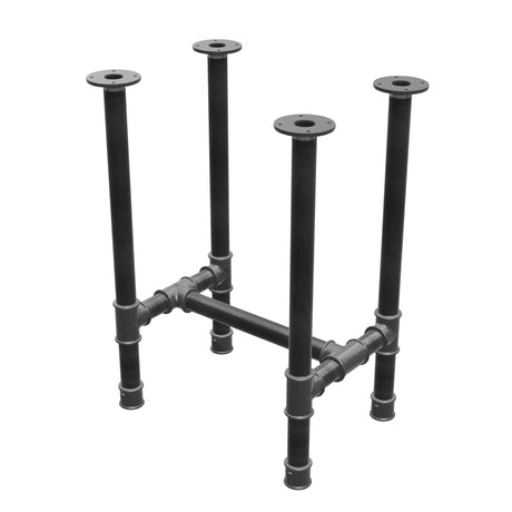 Stel til spisebord, H-form, støbejern og stål Ø 42 mm, 56 × 41 cm, højde 74 cm