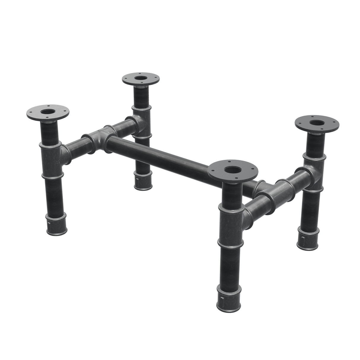 Stel til sofabord, H-form, støbejern og stål Ø 42 mm, 66 × 45 cm, højde 34 cm