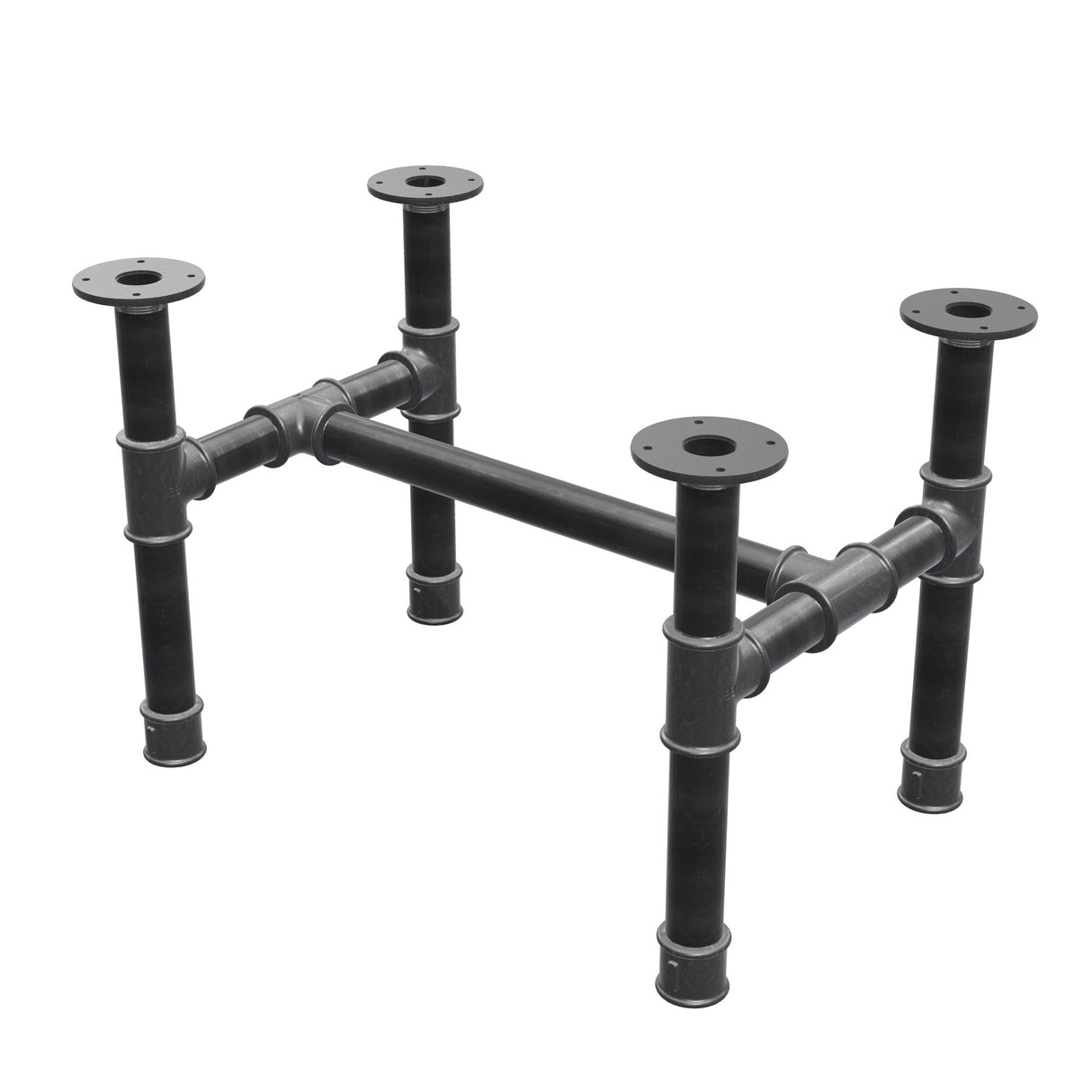 Stel til sofabord, H-form, støbejern og stål Ø 42 mm, 66 × 45 cm, højde 44 cm