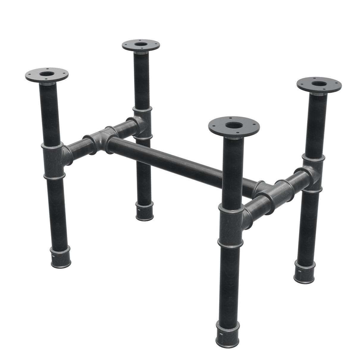 Stel til sofabord, H-form, støbejern og stål Ø 42 mm, 66 × 45 cm, højde 54 cm