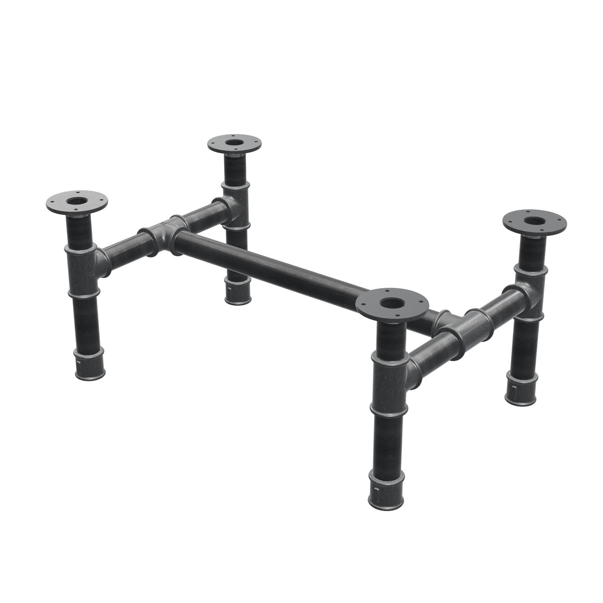 Stel til sofabord, H-form, støbejern og stål Ø 42 mm, 76 × 51 cm, højde 34 cm