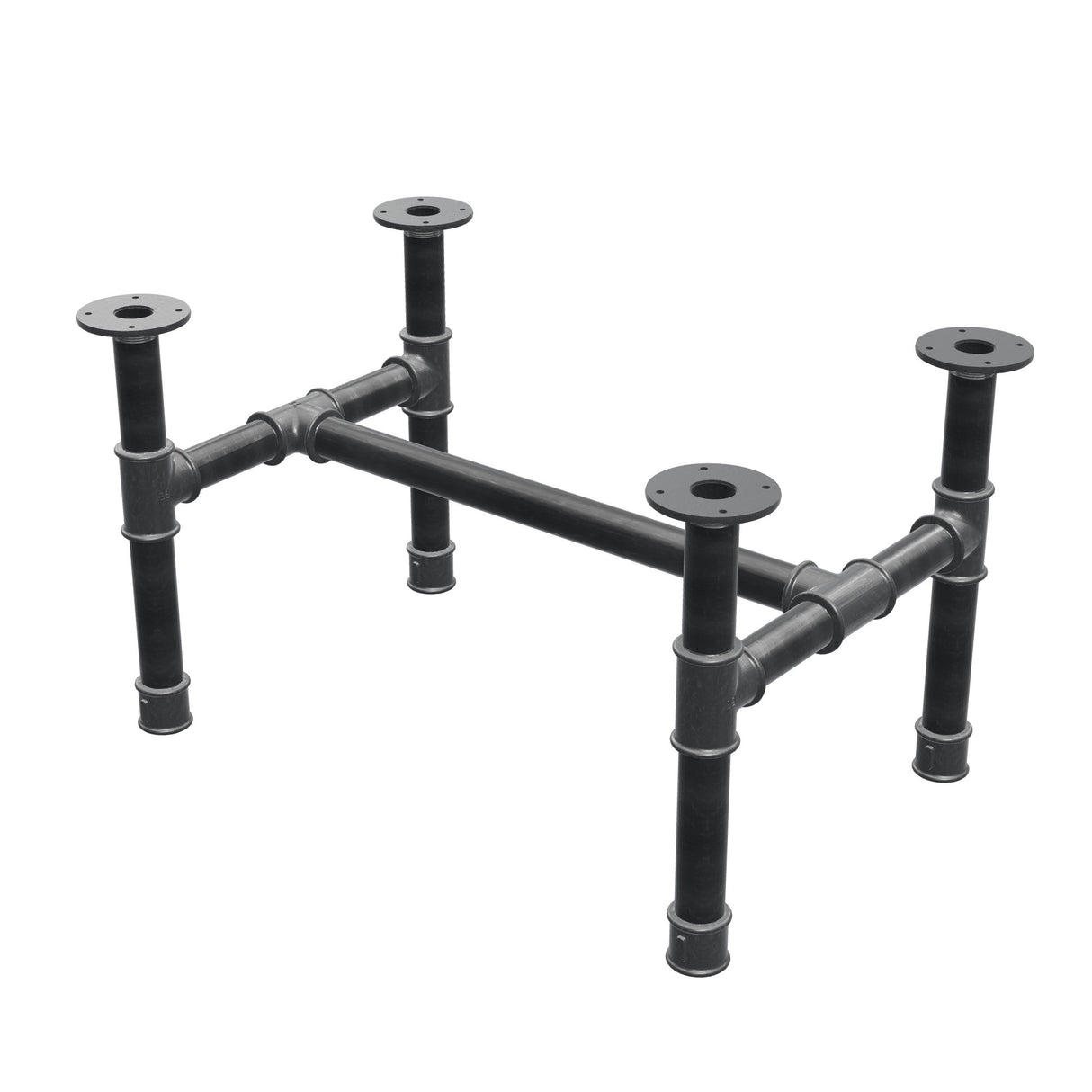 Stel til sofabord, H-form, støbejern og stål Ø 42 mm, 76 × 51 cm, højde 44 cm