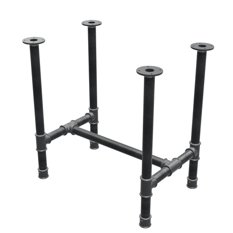 Stel til spisebord, H-form, støbejern og stål Ø 42 mm, 76 × 51 cm, højde 74 cm