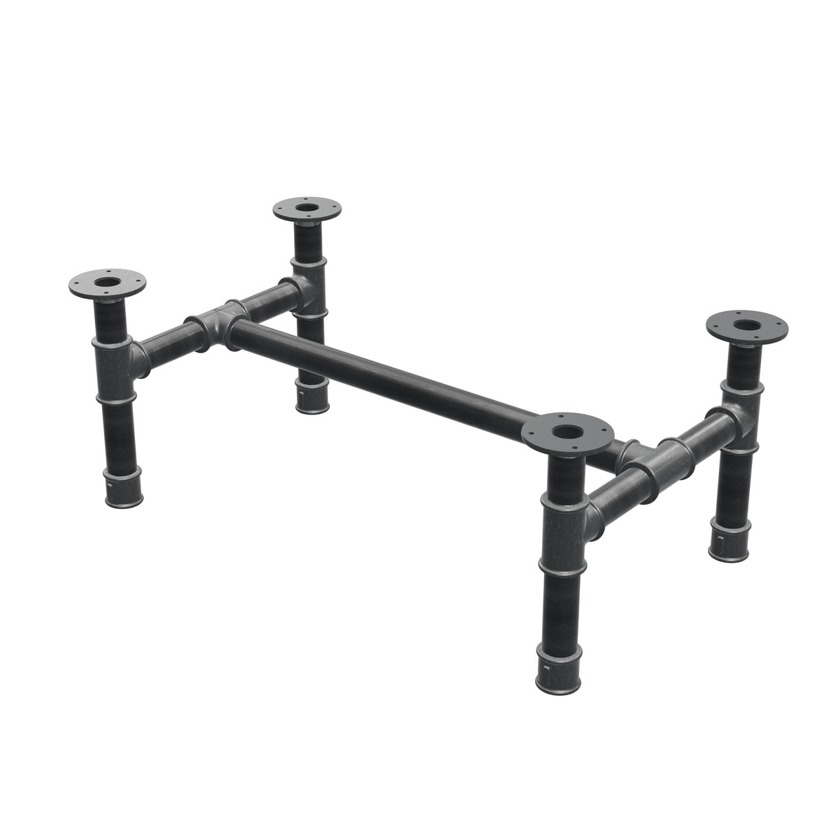 Stel til sofabord, H-form, støbejern og stål Ø 42 mm, 86 × 51 cm, højde 34 cm