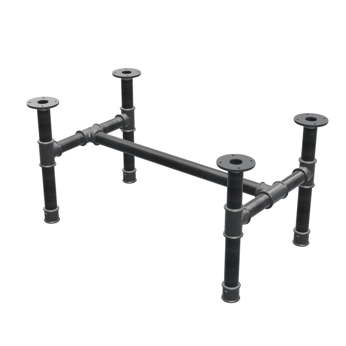 Stel til sofabord, H-form, støbejern og stål Ø 42 mm, 86 × 51 cm, højde 44 cm