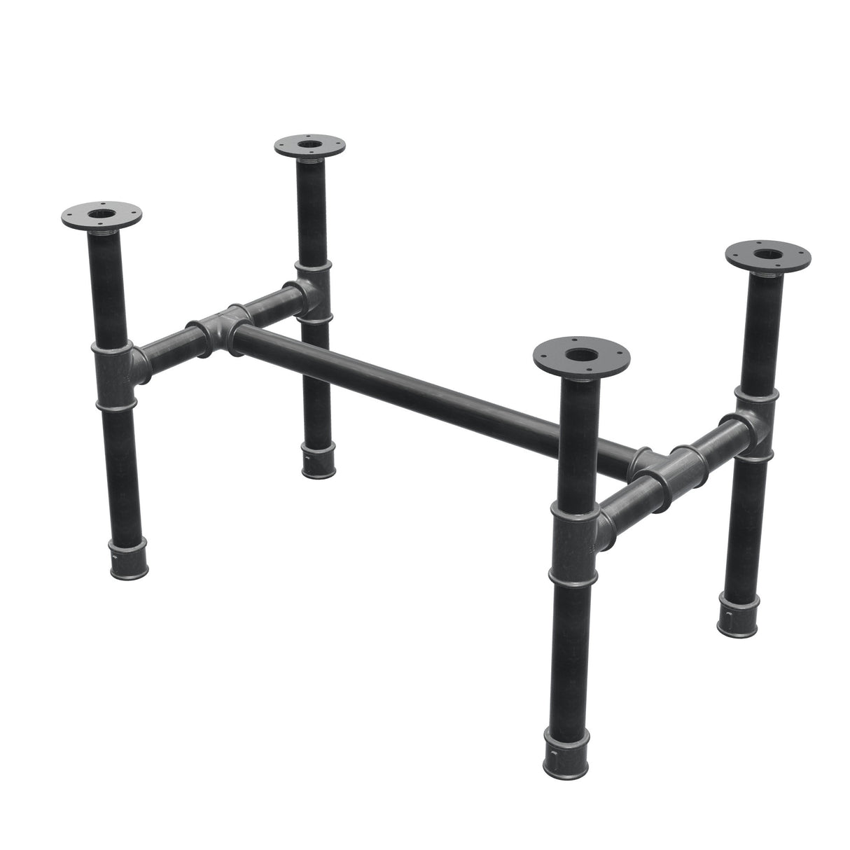 Stel til sofabord, H-form, støbejern og stål Ø 42 mm, 86 × 51 cm, højde 54 cm