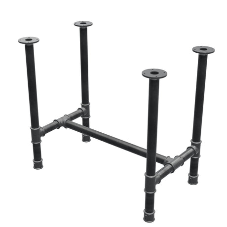 Stel til spisebord, H-form, støbejern og stål Ø 42 mm, 86 × 51 cm, højde 74 cm