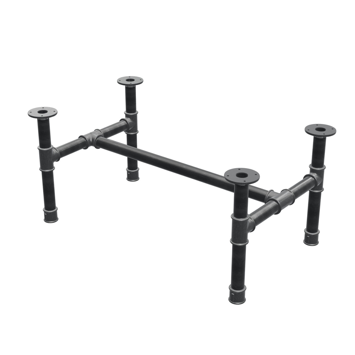 Stel til sofabord, H-form, støbejern og stål Ø 42 mm, 96 × 57 cm, højde 44 cm