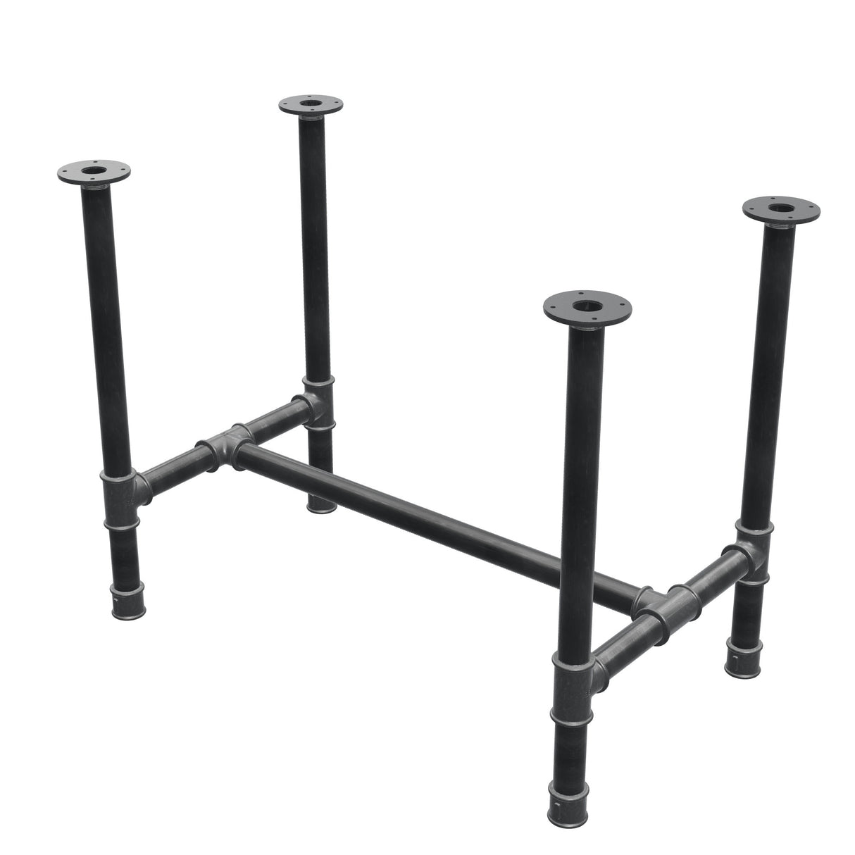 Stel til spisebord, H-form, støbejern og stål Ø 42 mm, 96 × 57 cm, højde 74 cm