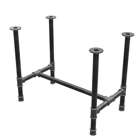 Stel til spisebord, H-form, støbejern og stål Ø 42 mm, 96 × 57 cm, højde 74 cm