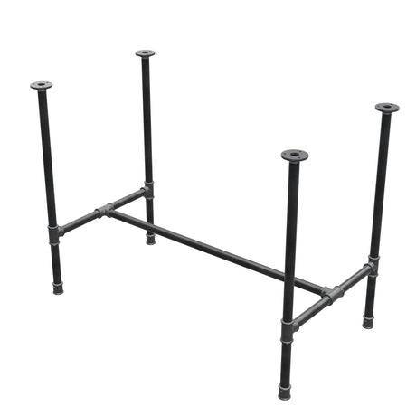 Stel til spisebord, H-form, støbejern og stål Ø 27 mm, 101 × 55 cm, højde 74 cm