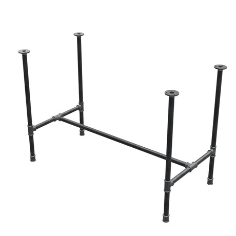 Stel til spisebord, H-form, støbejern og stål Ø 27 mm, 111 × 55 cm, højde 74 cm