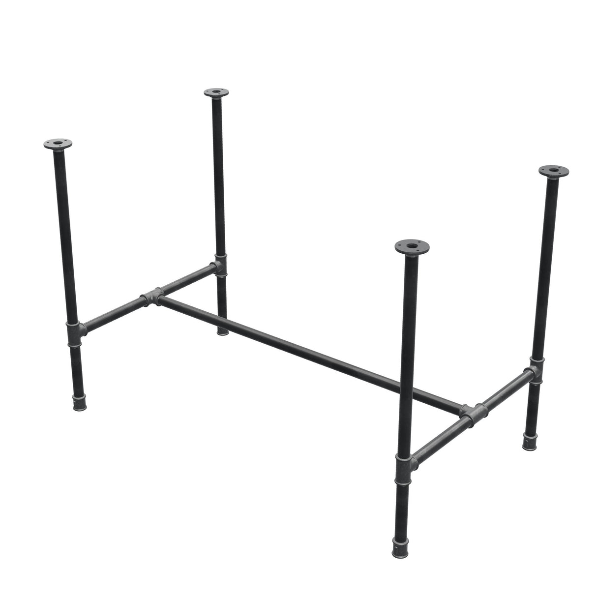 Stel til spisebord, H-form, støbejern og stål Ø 27 mm, 111 × 65 cm, højde 74 cm