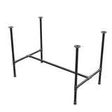 Stel til spisebord, H-form, støbejern og stål Ø 27 mm, 111 × 65 cm, højde 74 cm