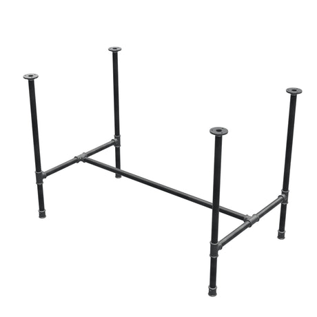 Stel til spisebord, H-form, støbejern og stål Ø 27 mm, 111 × 65 cm, højde 74 cm