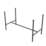 Stel til spisebord, H-form, støbejern og stål Ø 27 mm, 131 × 65 cm, højde 74 cm