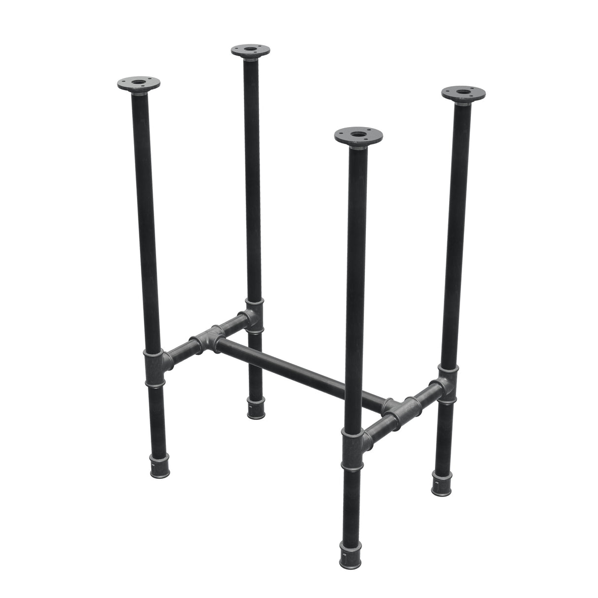Stel til spisebord, H-form, støbejern og stål Ø 27 mm, 51 × 35 cm, højde 74 cm
