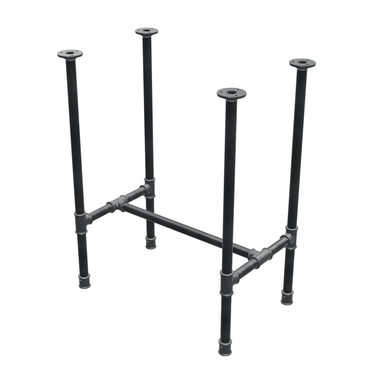 Stel til spisebord, H-form, støbejern og stål Ø 27 mm, 61 × 39 cm, højde 74 cm