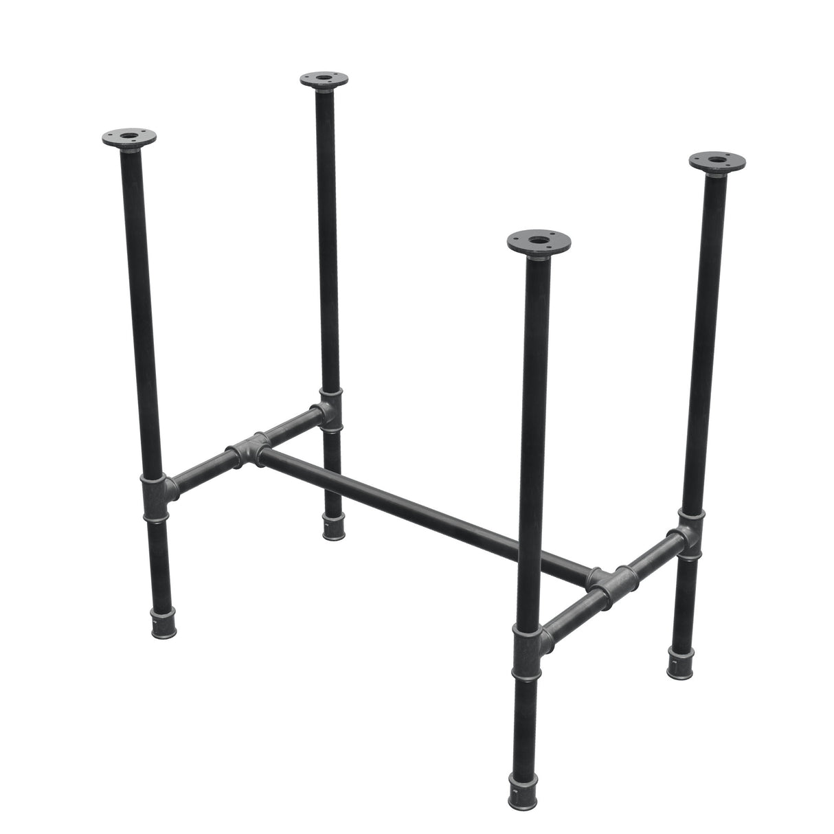 Stel til spisebord, H-form, støbejern og stål Ø 27 mm, 71 × 45 cm, højde 74 cm