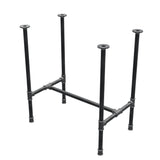 Stel til spisebord, H-form, støbejern og stål Ø 27 mm, 71 × 45 cm, højde 74 cm