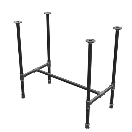 Stel til spisebord, H-form, støbejern og stål Ø 27 mm, 81 × 45 cm, højde 74 cm