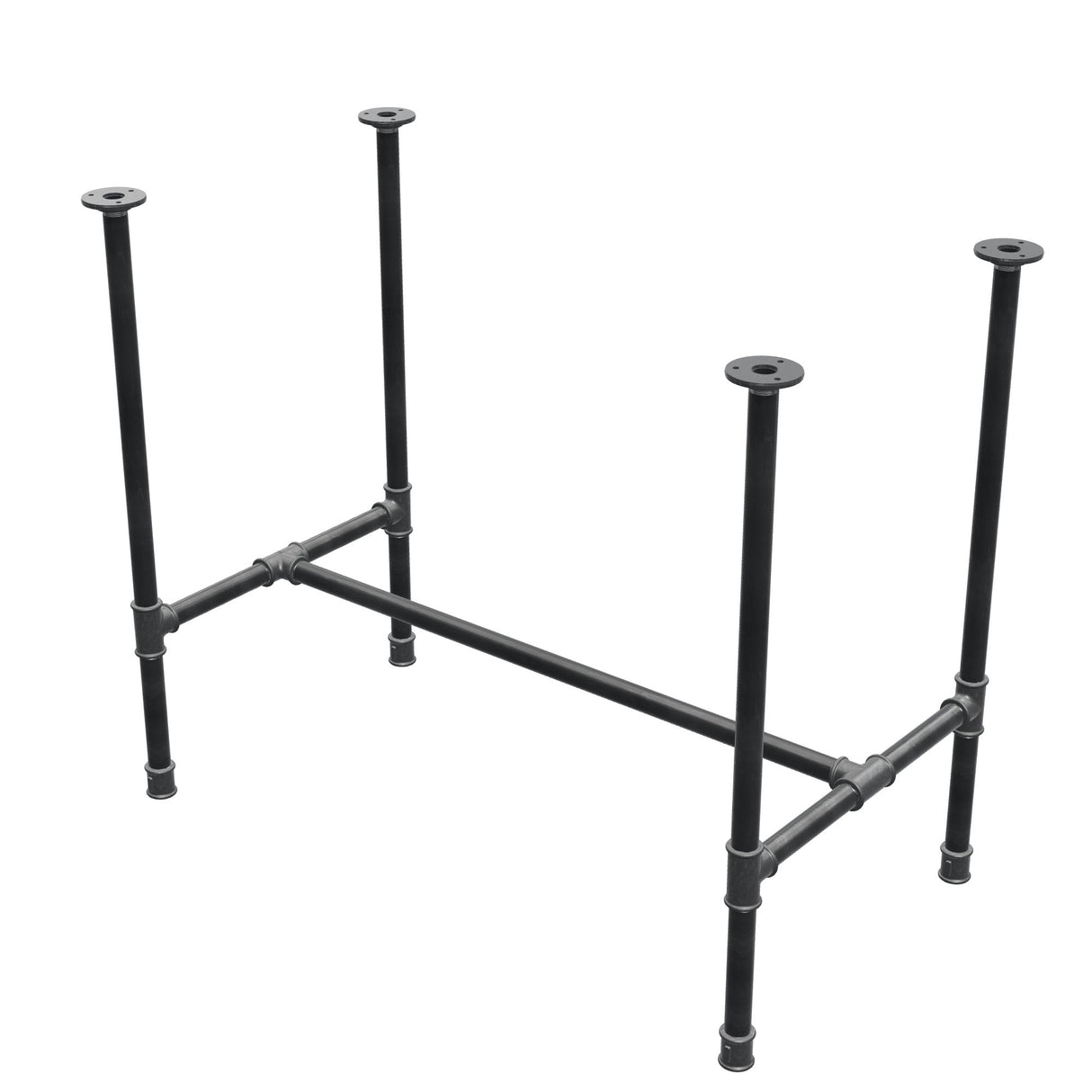 Stel til spisebord, H-form, støbejern og stål Ø 27 mm, 91 × 51 cm, højde 74 cm