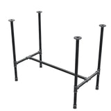Stel til spisebord, H-form, støbejern og stål Ø 27 mm, 91 × 51 cm, højde 74 cm