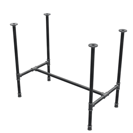 Stel til spisebord, H-form, støbejern og stål Ø 27 mm, 91 × 51 cm, højde 74 cm