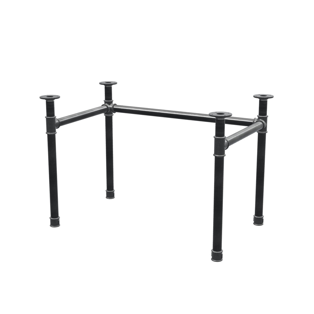 Stel til skrivebord, U-form, støbejern og stål Ø 42 mm, 106 × 66 cm, højde 70 cm