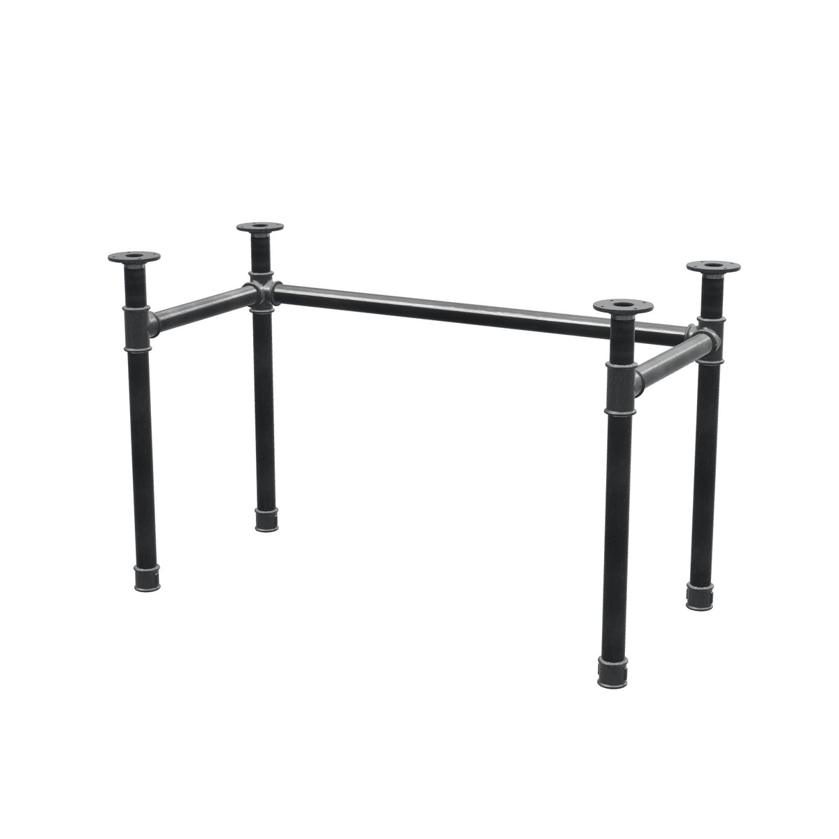 Stel til skrivebord, U-form, støbejern og stål Ø 42 mm, 116 × 56 cm, højde 70 cm