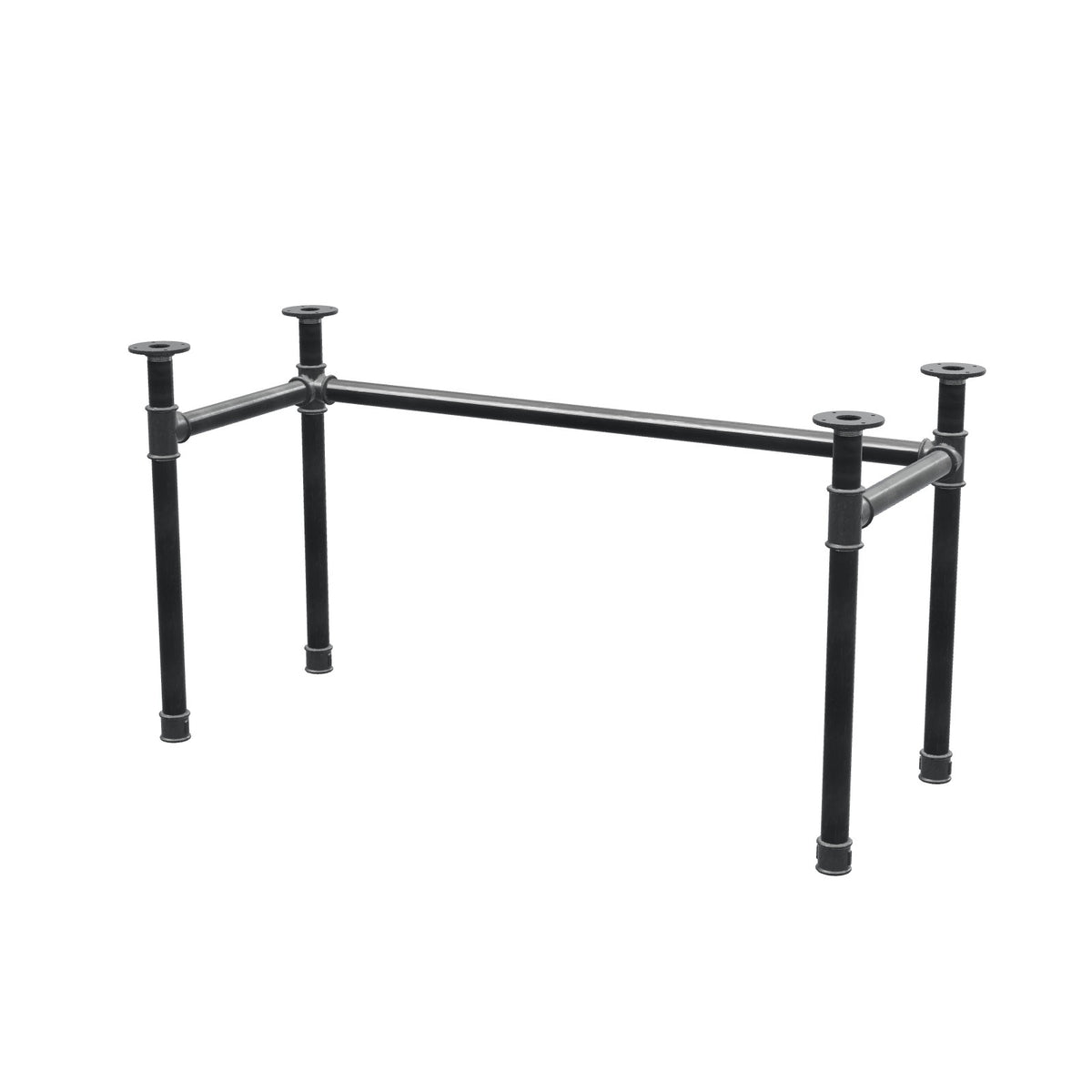 Stel til skrivebord, U-form, støbejern og stål Ø 42 mm, 136 × 56 cm, højde 70 cm