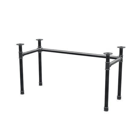 Stel til skrivebord, U-form, støbejern og stål Ø 42 mm, 136 × 56 cm, højde 70 cm